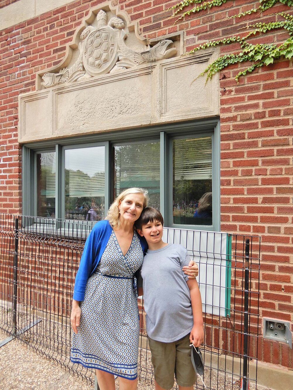 Cooper and me in front of the old aquarium, now the Park Place Café. Photo by Wendy Littlefield.