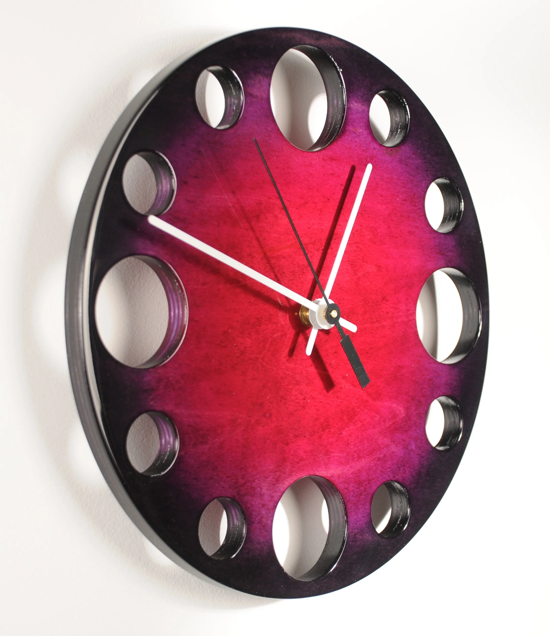 POP Clock in Red/Purple/Black, 10" Modern Wall Clock