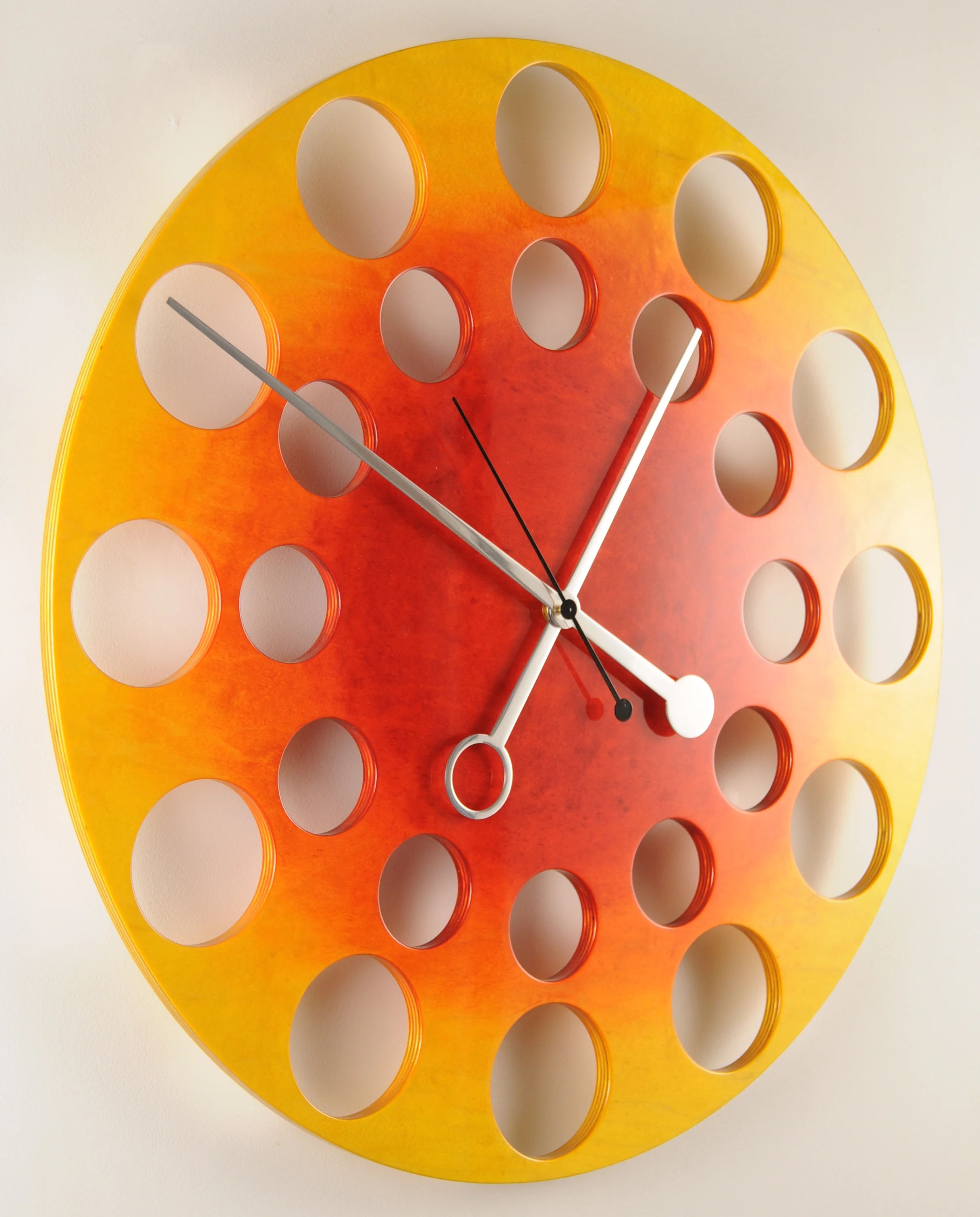 POP Clock in Yellow to Red Sunburst, 24" Modern Wall Clock