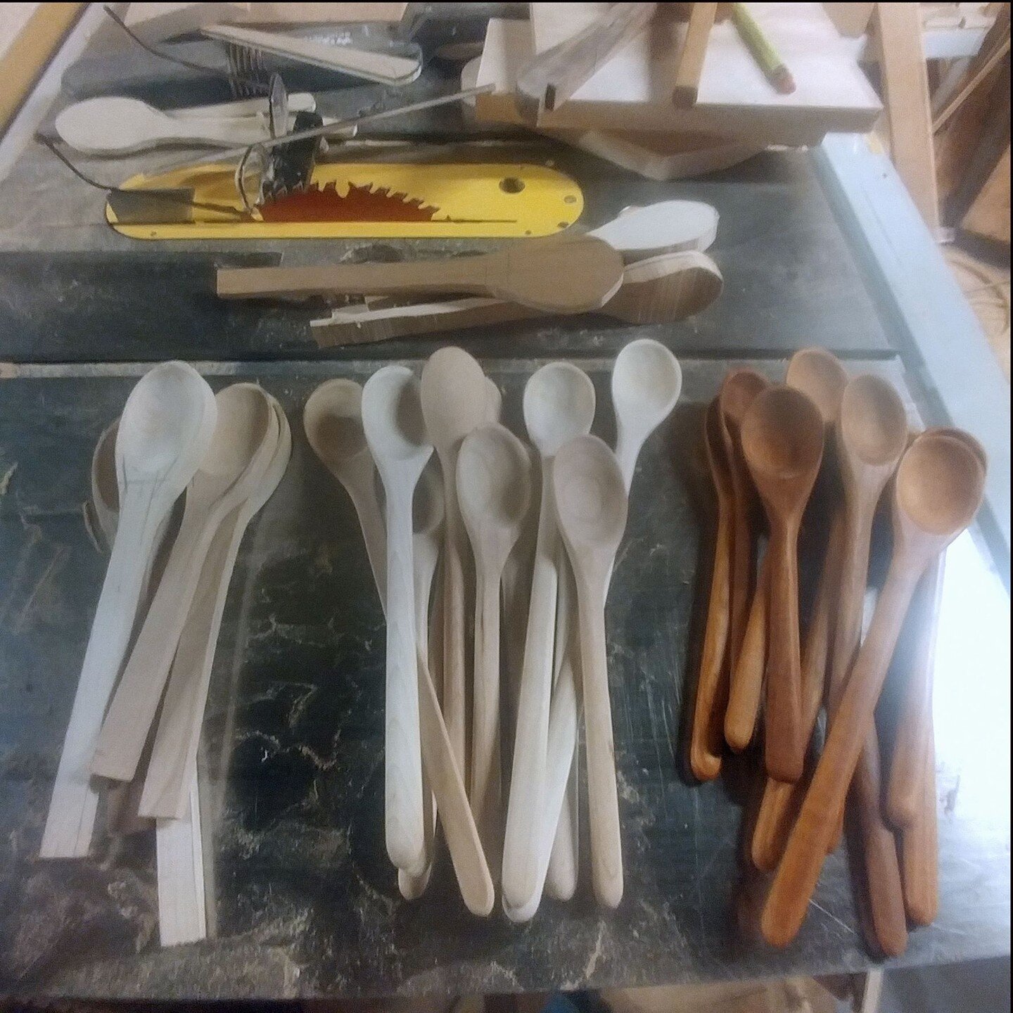 Ruffed out spoons for display at the Cooperstown Farmers Market