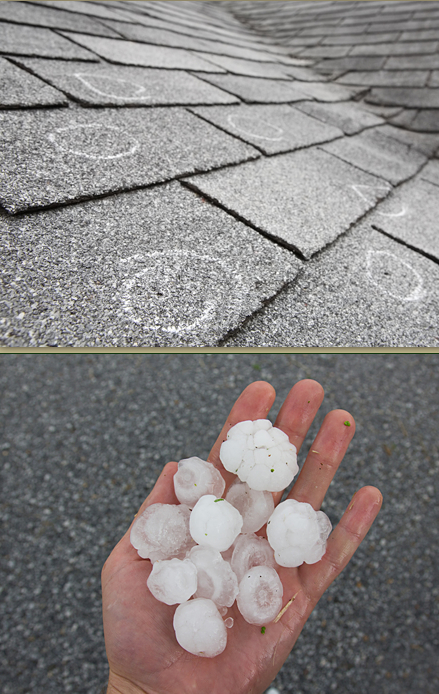 Hail Damaged shingles after the Sept. 2017 Hailstorm in Texarkana.