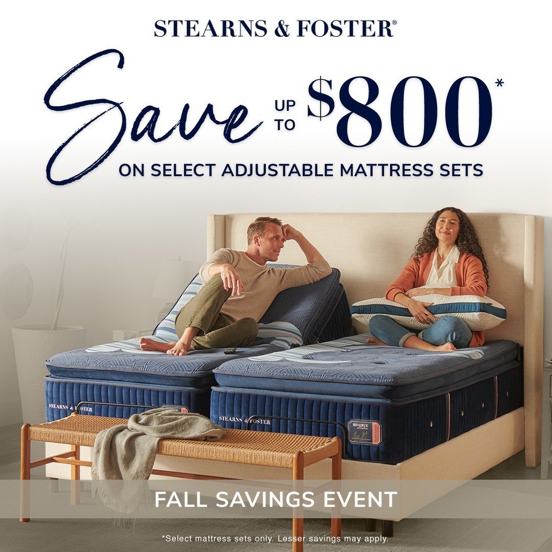 Autumn has it all: changing leaves, comfy sweaters, and cozier nights. Stop into Christian's Mattress Xpress now during the Fall Savings Event and save up to $800* on select Stearns &amp; Foster&reg; adjustable mattress sets.
