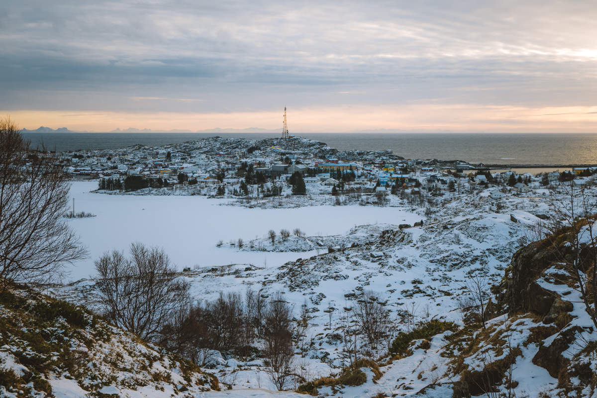Looking back at the town of Sørvågen