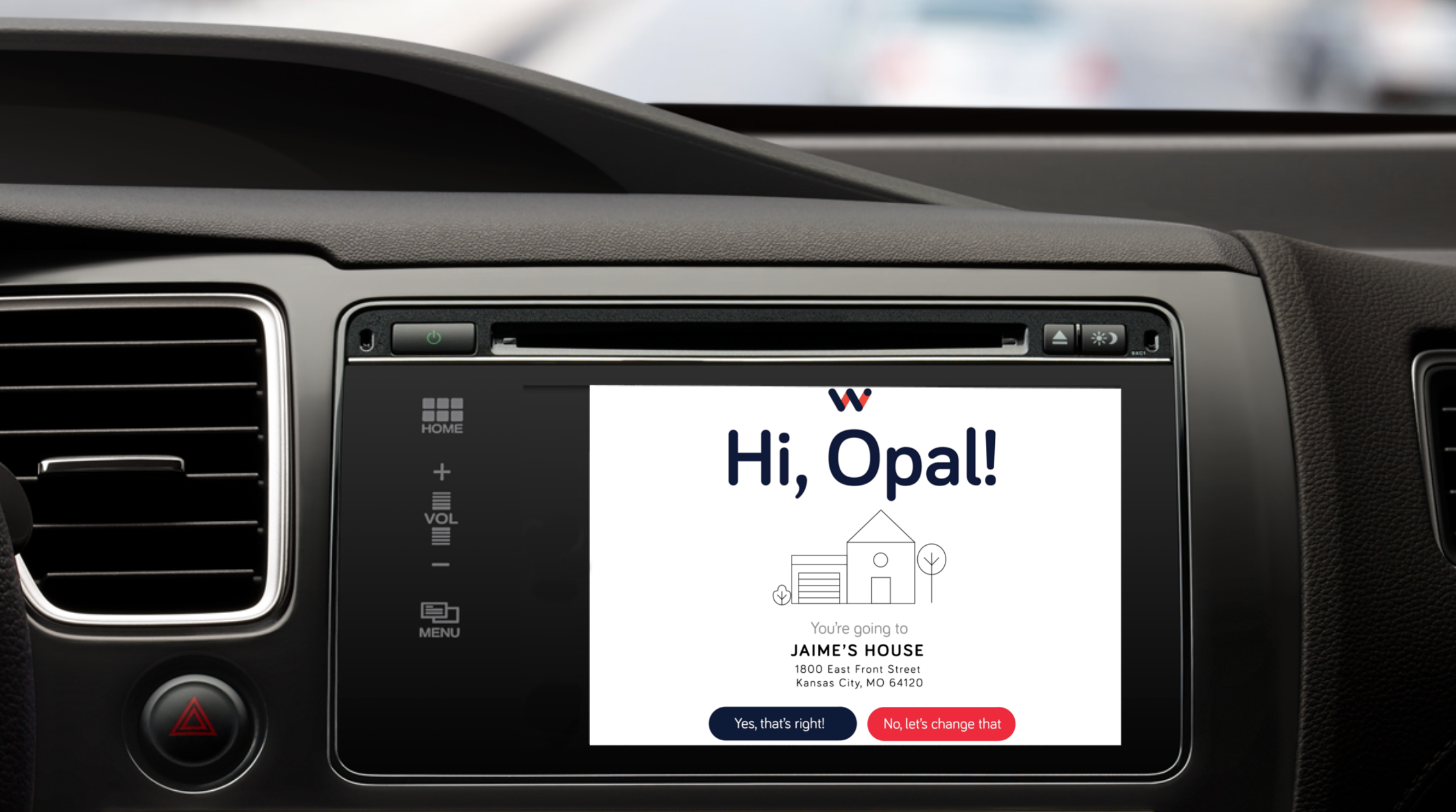 This is how the interface would display in the car; a direct translation from the phone app.
