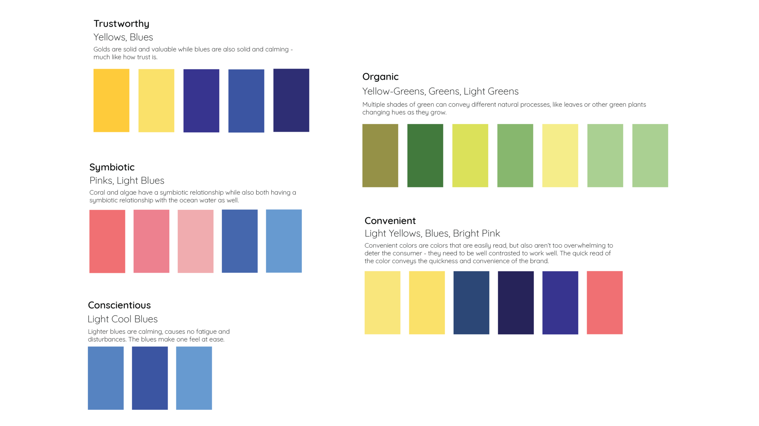 While developing the brand, I assigned five attributes for Urbanababy to live by, which also aligned with corresponding colors that would convey each attribute. This was the final color study I did and chose colors accordingly.