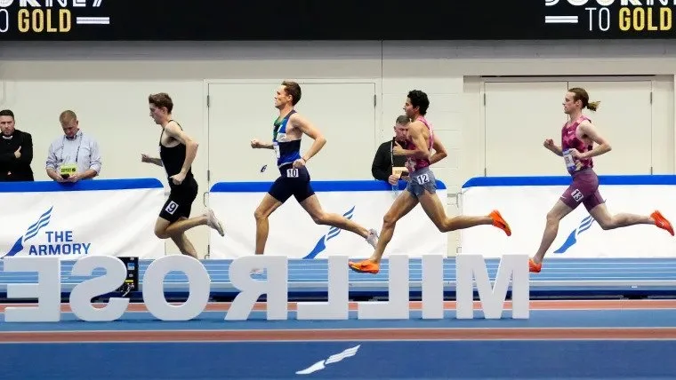 Runners on a track at Millrose Games