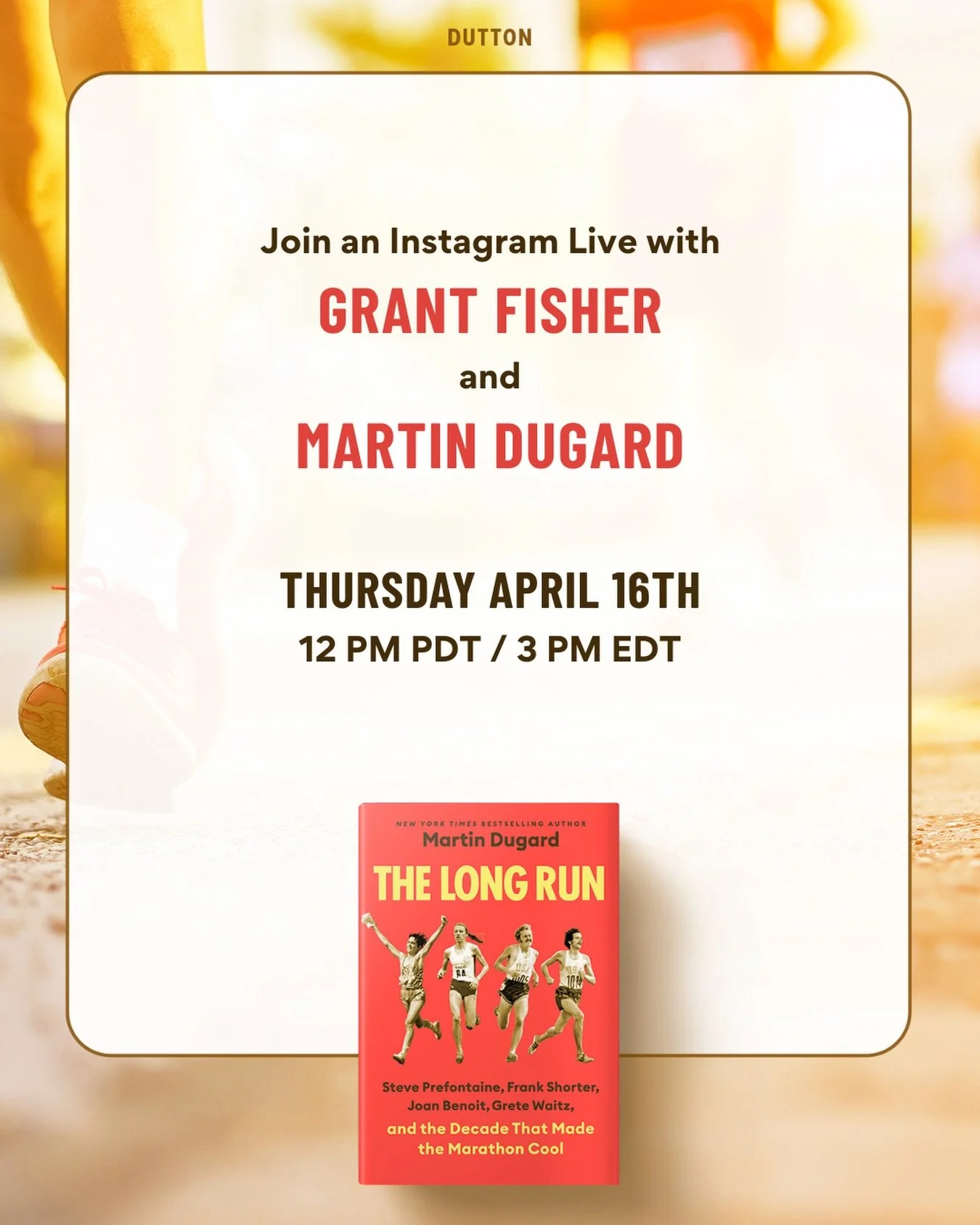 Two-time Olympic medalist Grant Fisher &mdash; an absolute beast and just a genuinely amazing cool dude.

Can&rsquo;t wait to talk to him. Join us Thursday 4/16 on Instagram Live. 

#thelongrun #newbook #distancerunner #olympics #runnersofinstagram