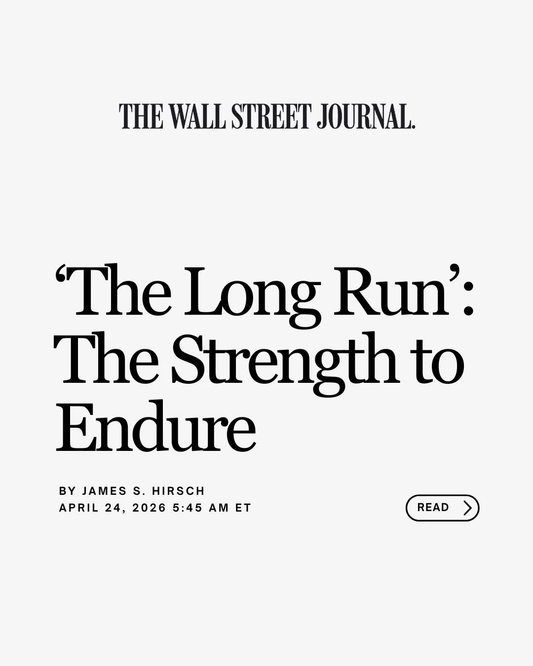 The Wall Street Journal review yesterday came in strong! &ldquo;The joy of running... pulsates through Martin Dugard&rsquo;s THE LONG RUN... for all the book&rsquo;s historic figures, Mr. Dugard emerges as its most endearing character.&rdquo;

#thelo