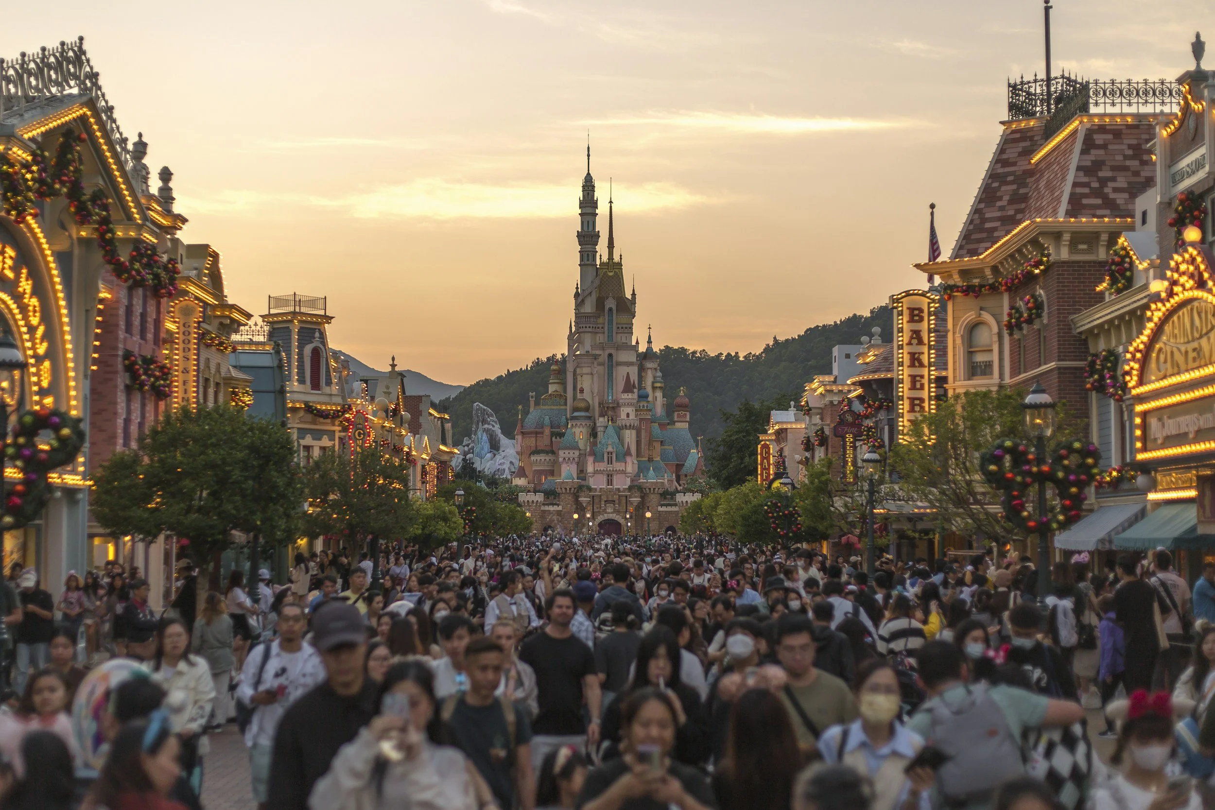 Crowd on Disneyland Main Street