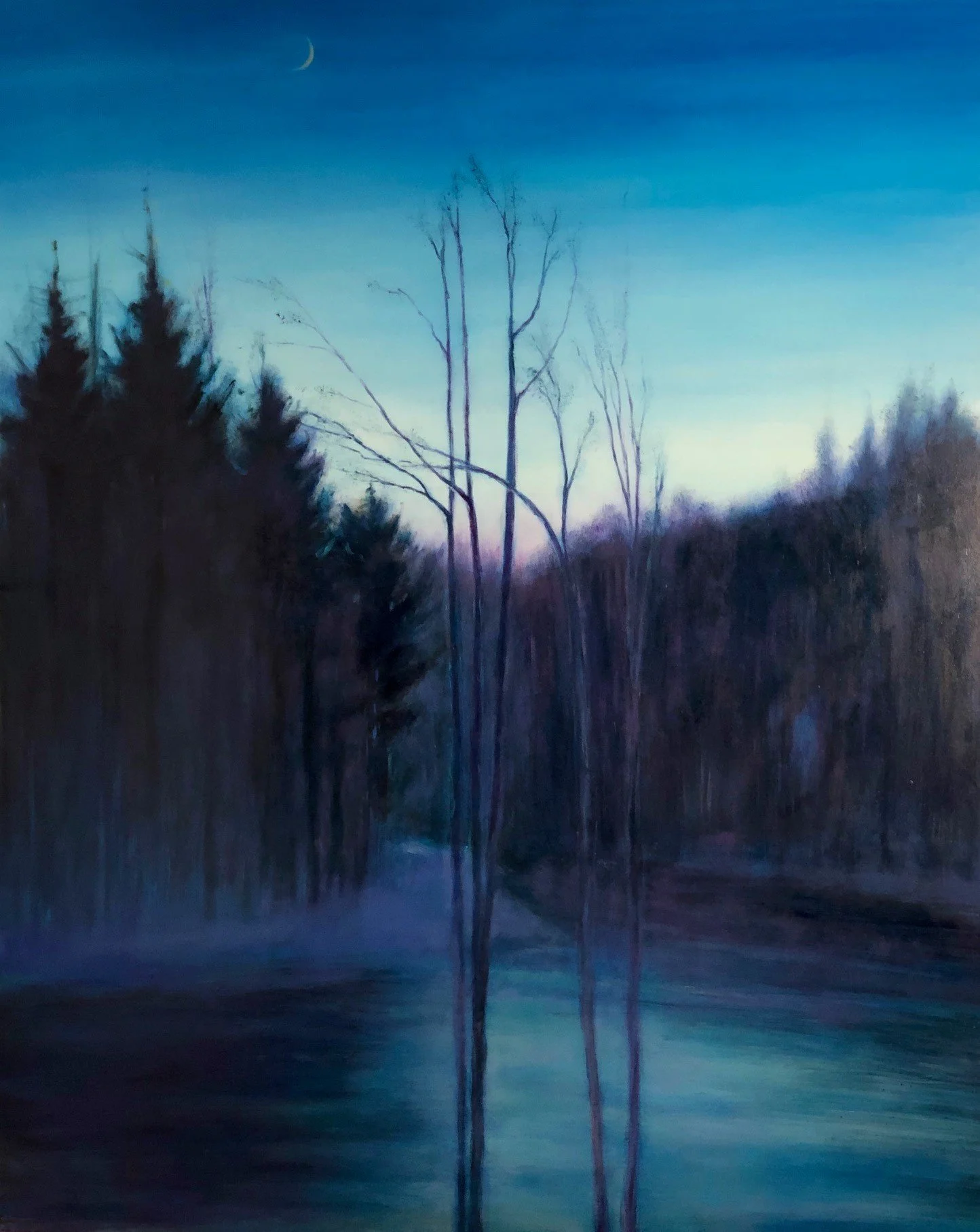 River Twilight Crescent Winter, 2020