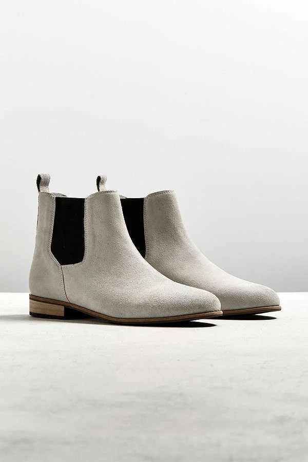 white suede chelsea boots