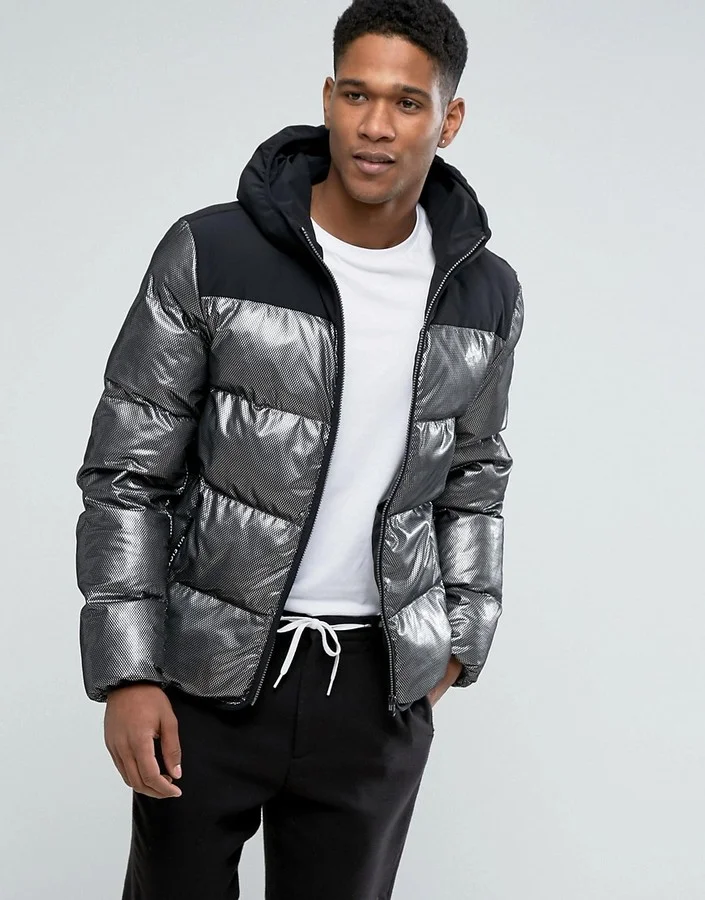 tommy hilfiger metallic puffer jacket