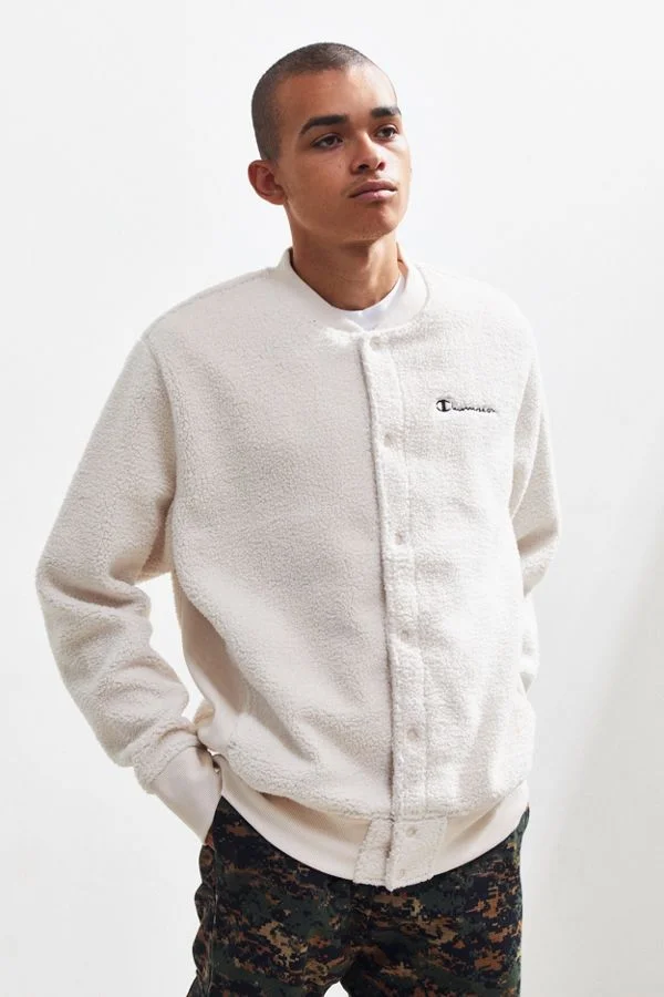 champion baseball jacket sherpa
