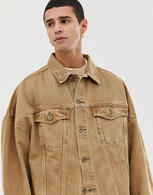 COLLUSION Unisex extreme oversized denim jacket in sand C$73.64
