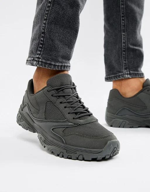 ASOS DESIGN trainers in block grey chunky sole  C$73.64