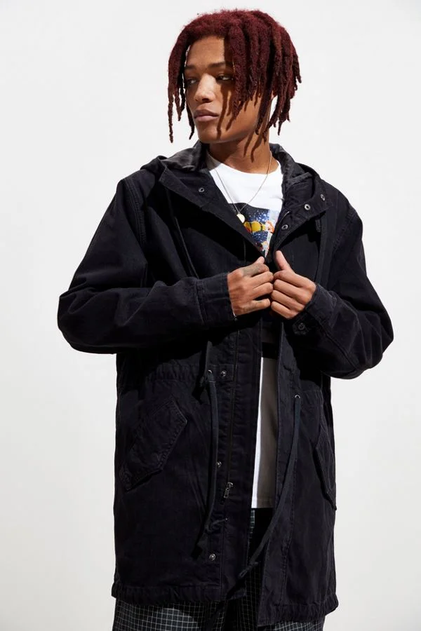 denim fishtail parka