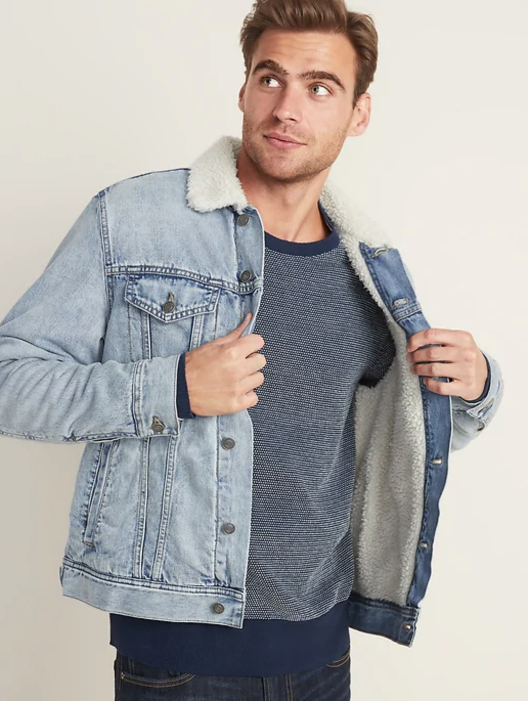 Sherpa-Lined Jean Jacket For Men C$84.99