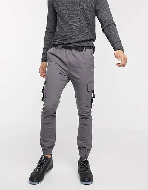 ASOS DESIGN super skinny cargo cuffed joggers in washed black C$46.29