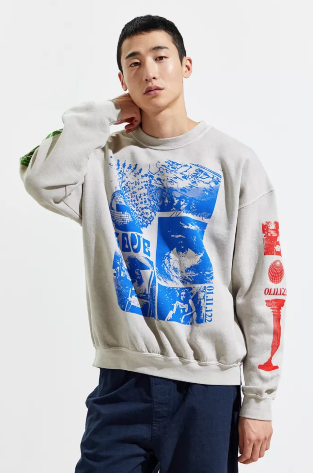 Collage Overdyed Crew Neck Sweatshirt  CA$89.00