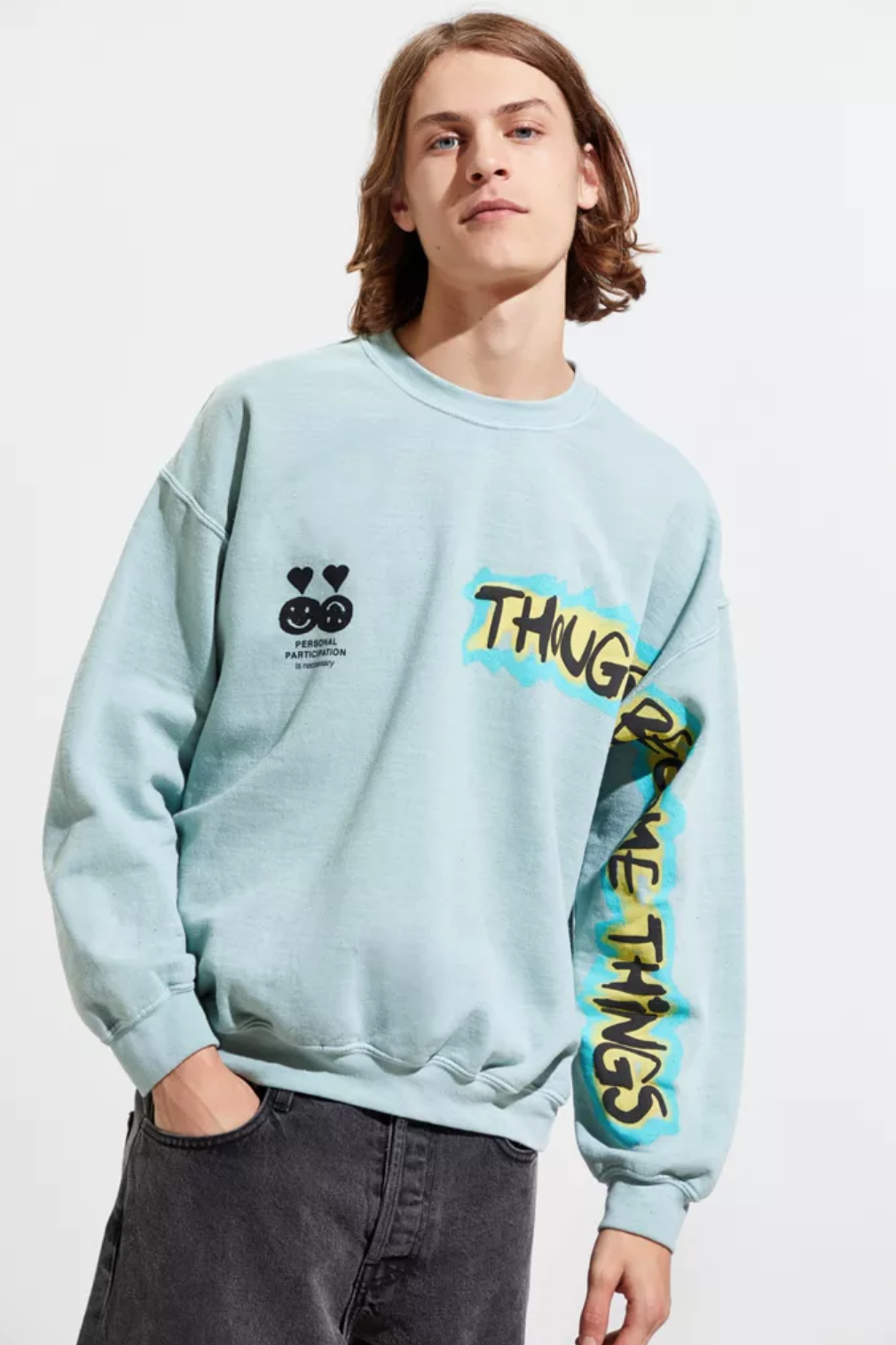 Thoughts Become Things Overdyed Crew Neck Sweatshirt CA$89.00