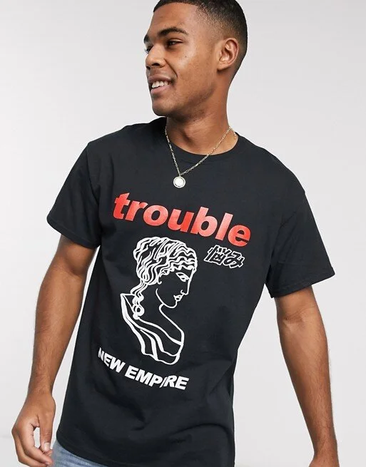 New Look oversized trouble print t-shirt in black  C$27.33