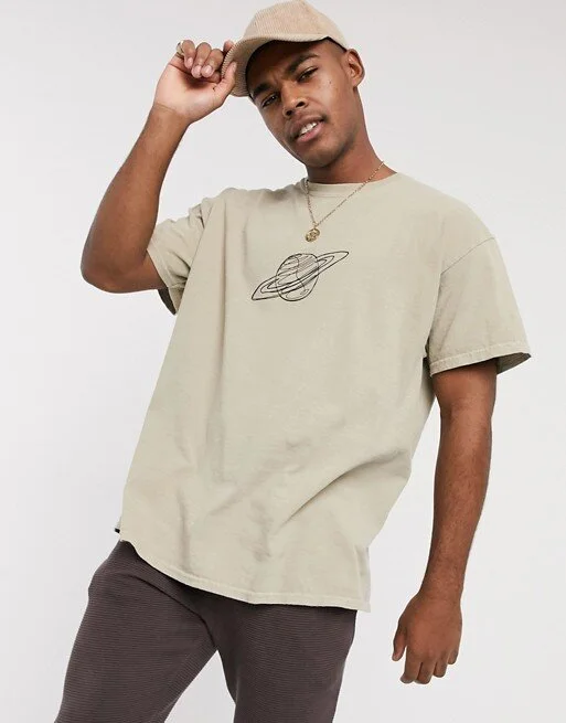 New Look oversized saturn sketch t-shirt in stone  C$27.33