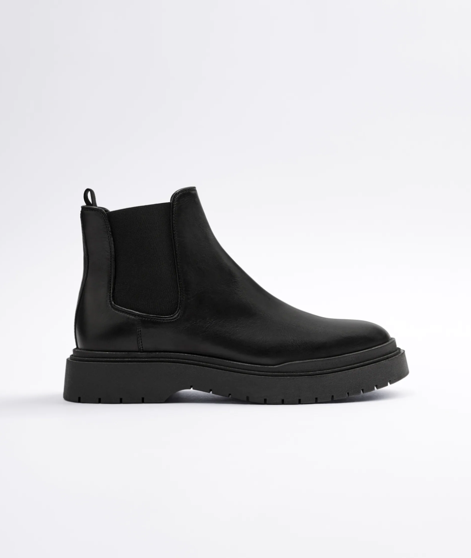 THICK SOLED LEATHER ANKLE BOOTS  CA$119.00