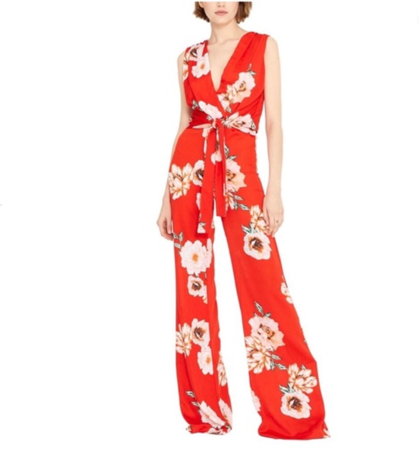 Misa Red Floral Jumpsuit