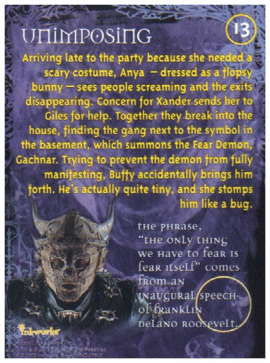 INKWORKS TRADING CARD #13 (back)