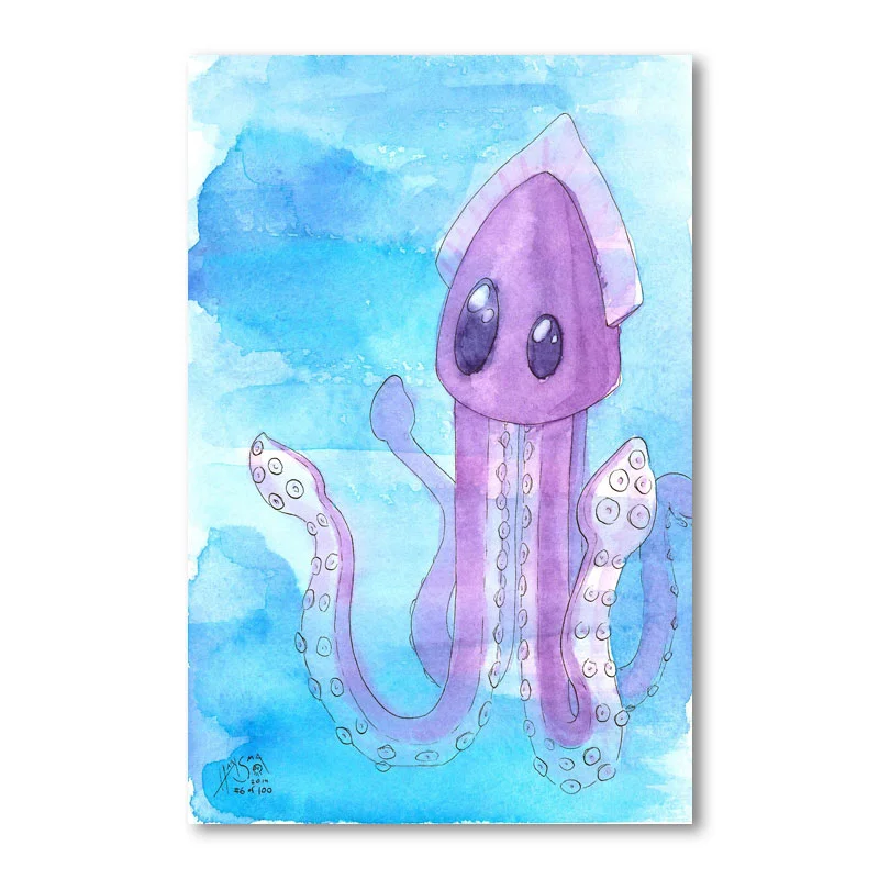 Squid Watercolor Painting
