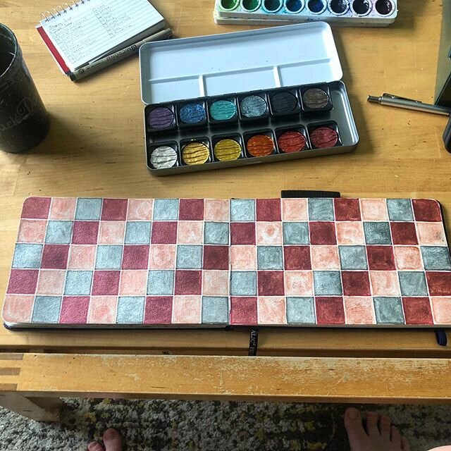 Playing with iridescent watercolors co-starring my toes