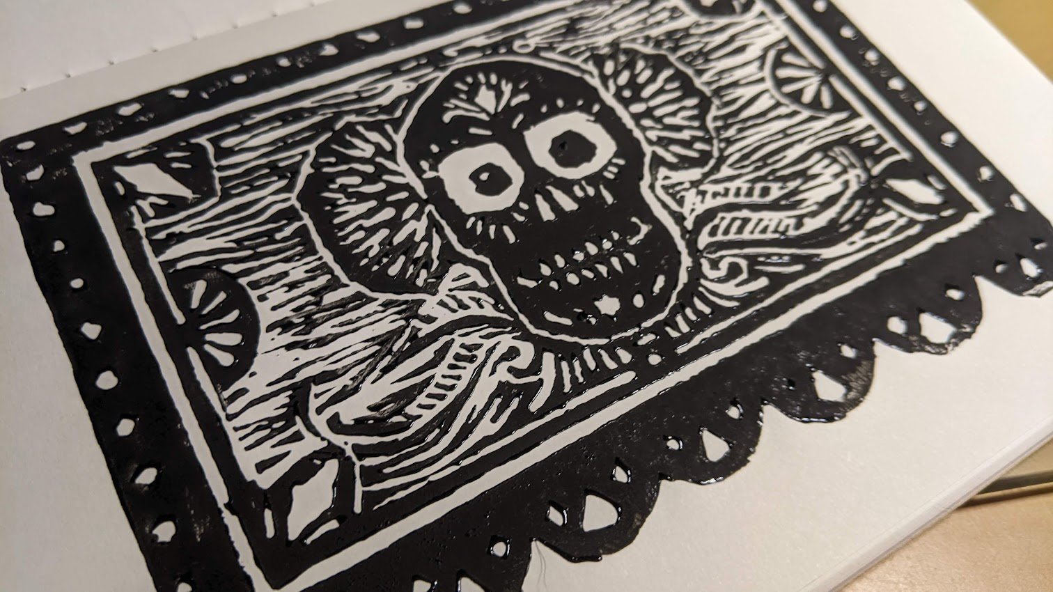 Finished a papel picado inspired linocut block for a print