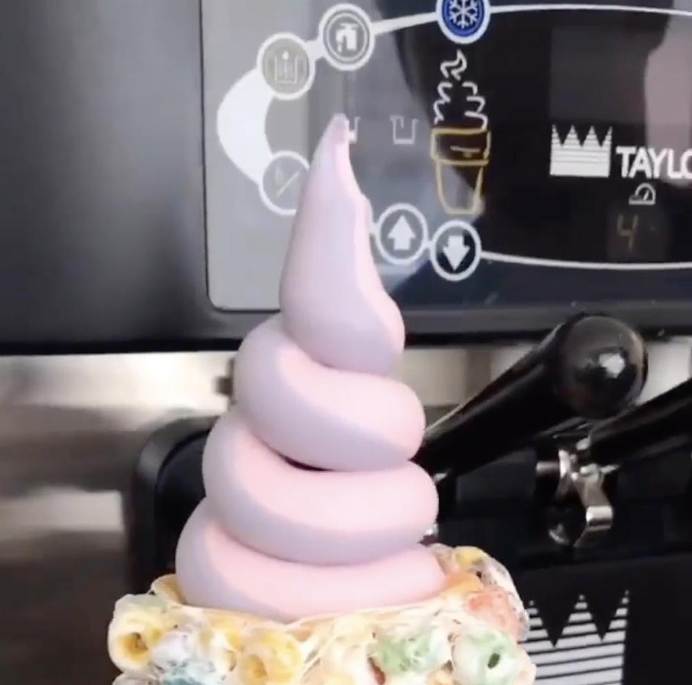 Taylor soft serve machine in operation at an ice cream shop