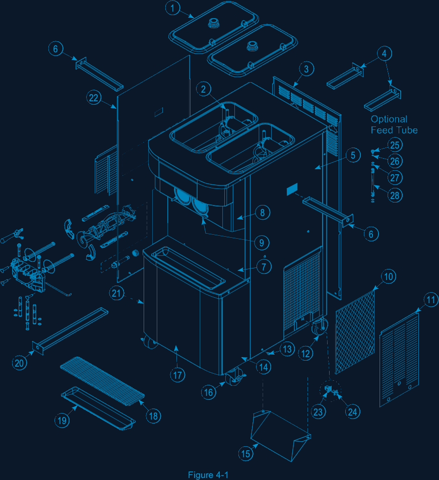 Taylor C712 exploded cabinet and frame parts diagram Figure 4-1