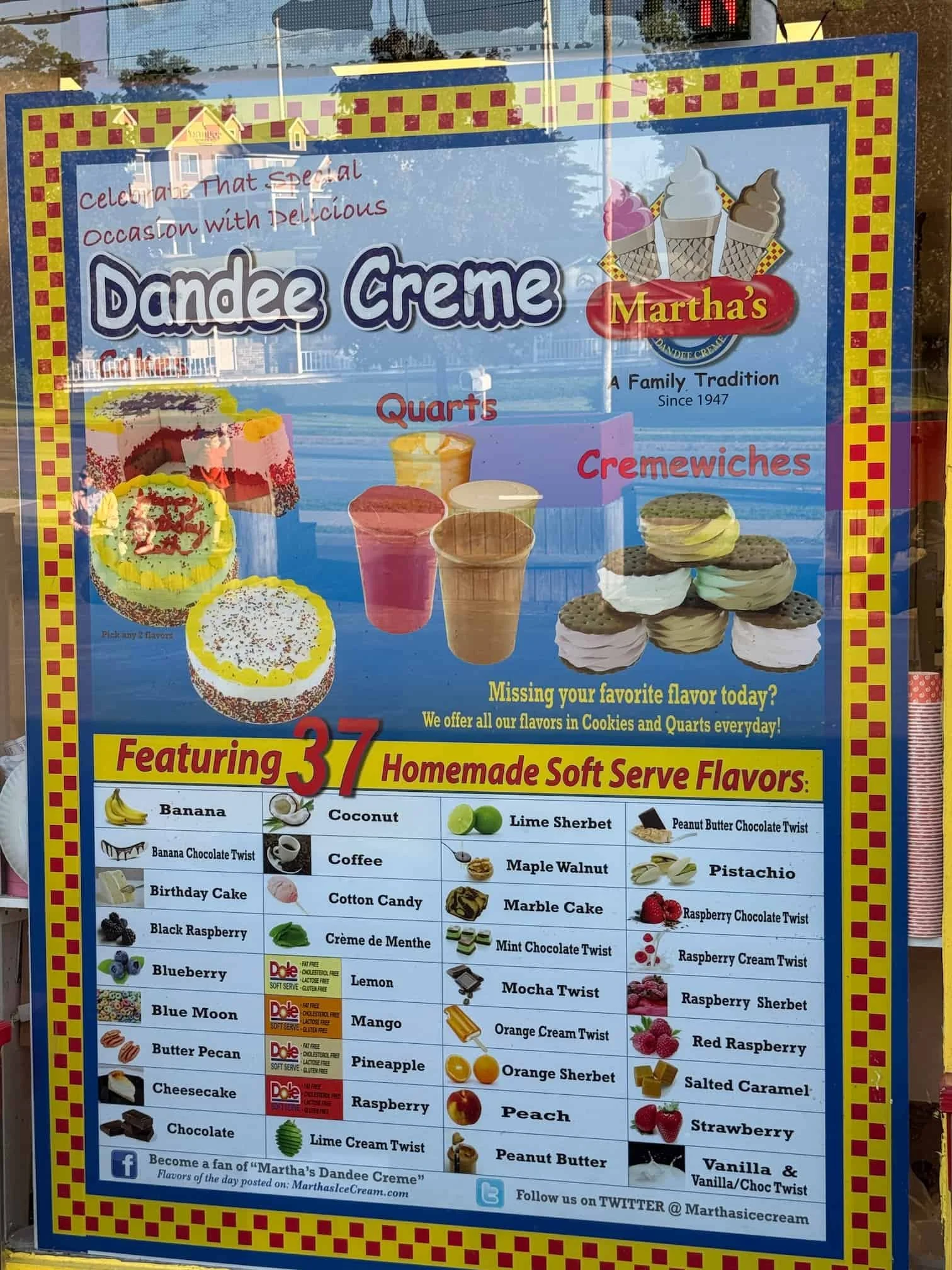 Ice cream flavors at Martha's Dandee Creme