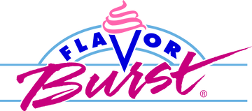 Logo with blue and pink words spelling out Flavor Burst
