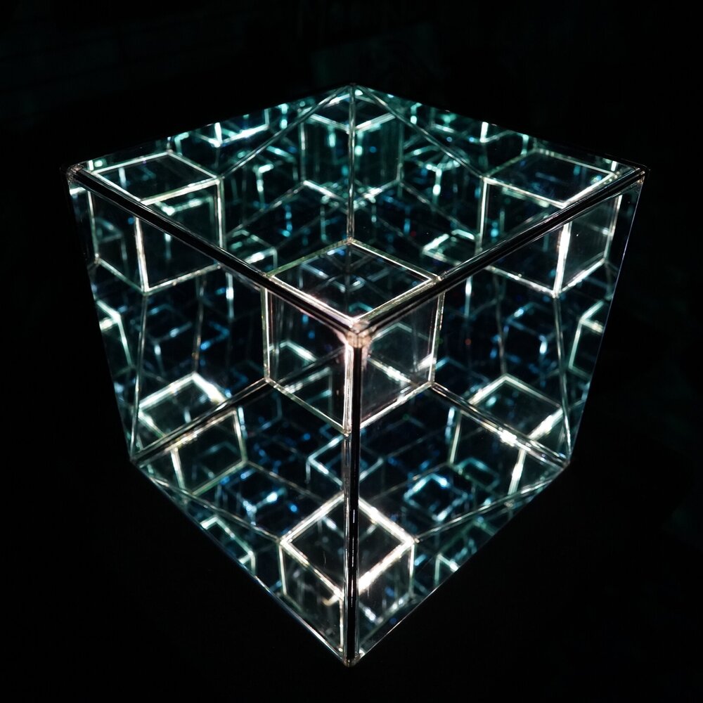 Tesseract Infinity Mirror Cube Sculpture —
