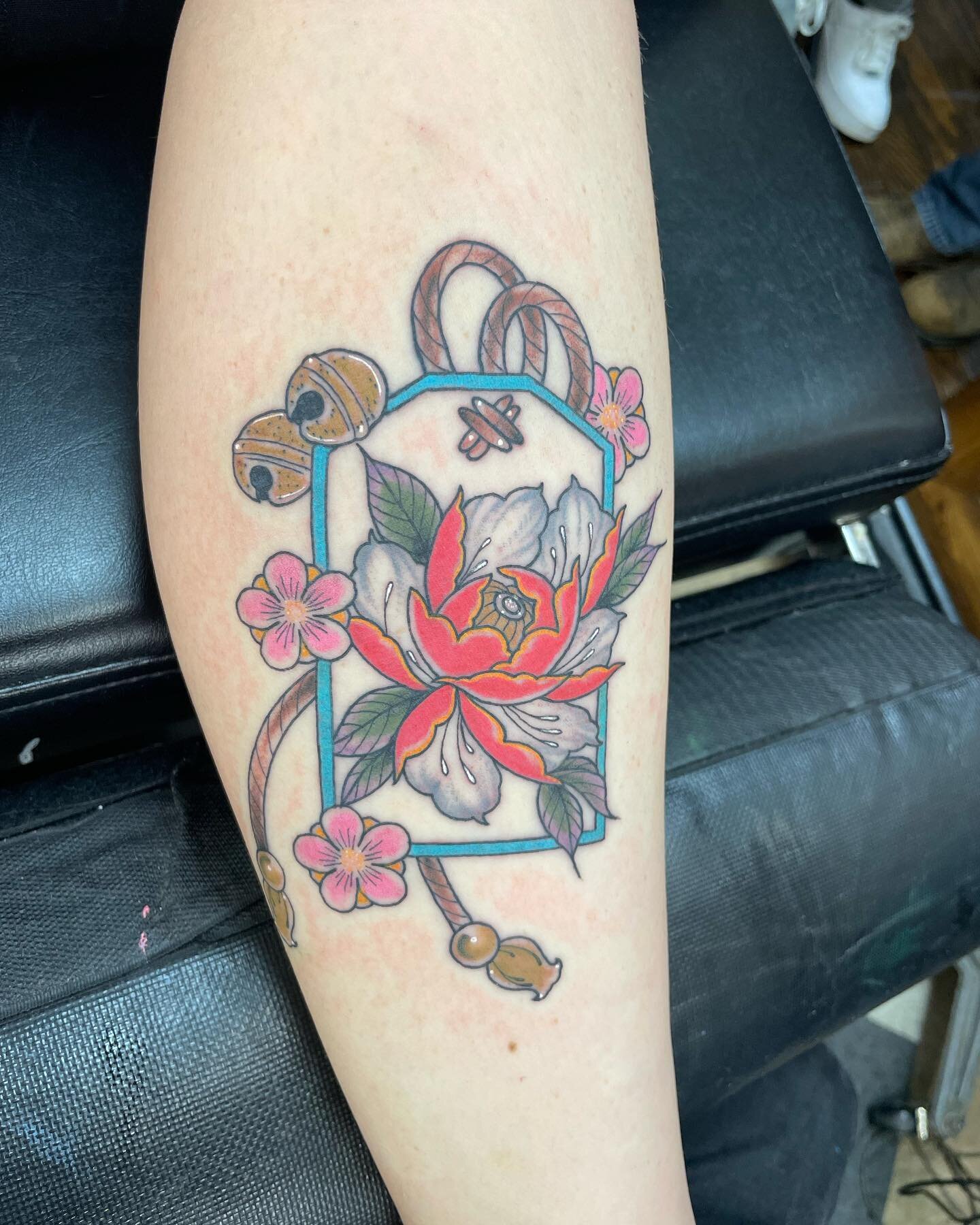 Awesome Traditional Peony Flower Tattoo On Half Sleeve