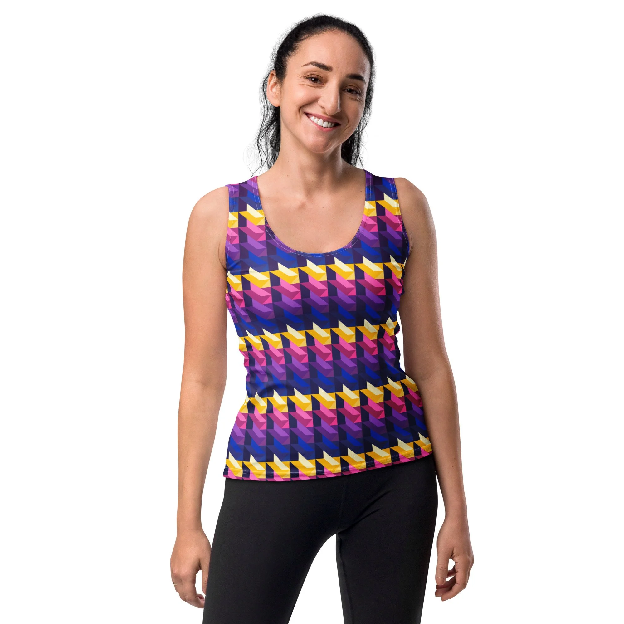 Slanted Stacks - Athletic Fitted Tank