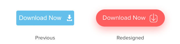 Previous CTA button design for video ads vs. the current design.