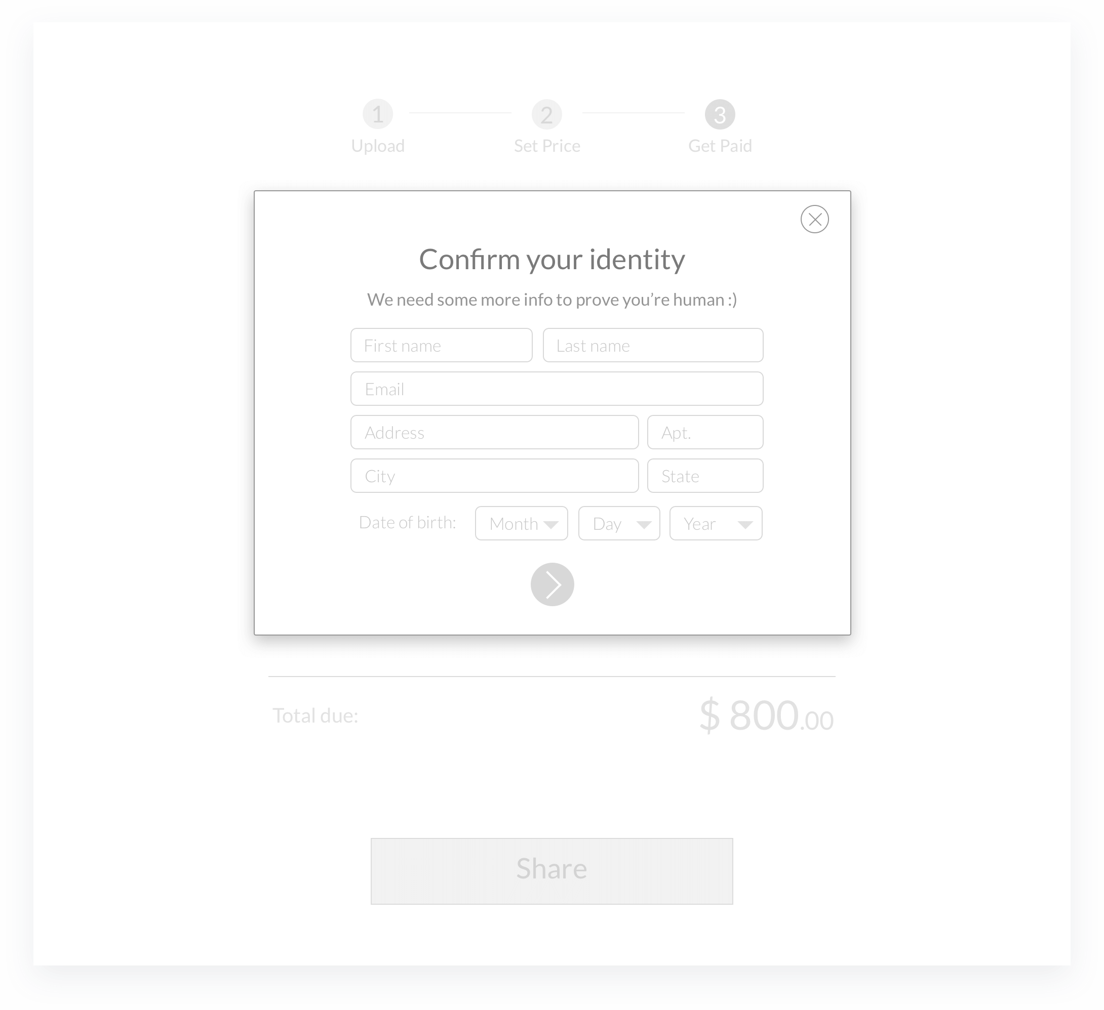 Signup modal without generating an invoice.