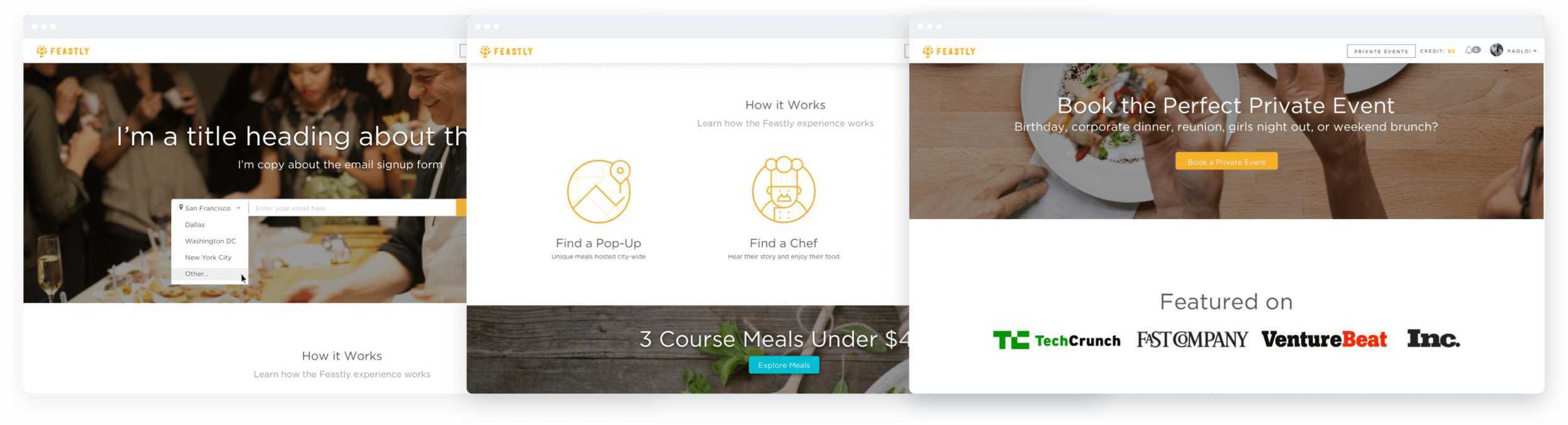  Homepage variations.