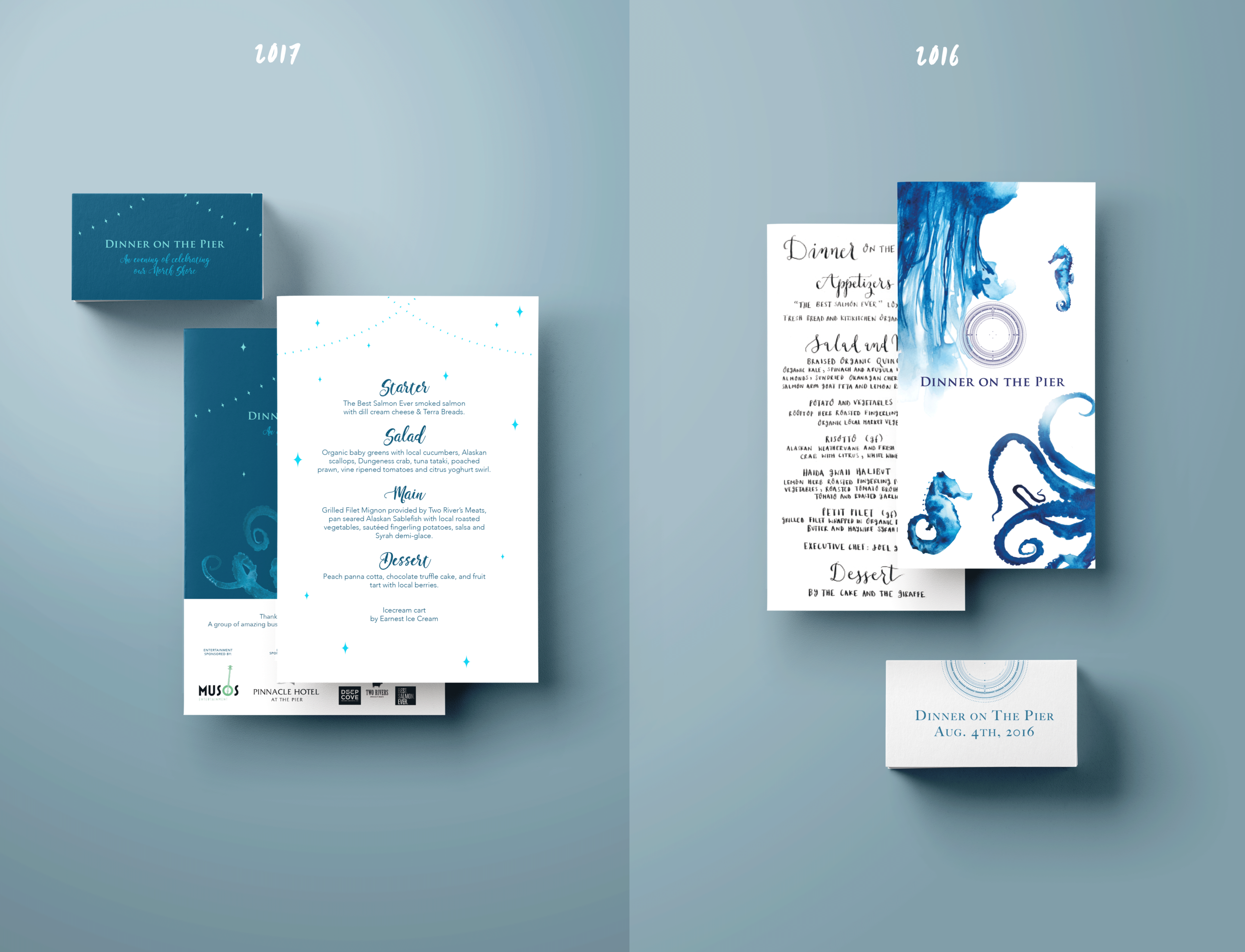 Menu and logo design, on the left 2017's and on the right 2016's)