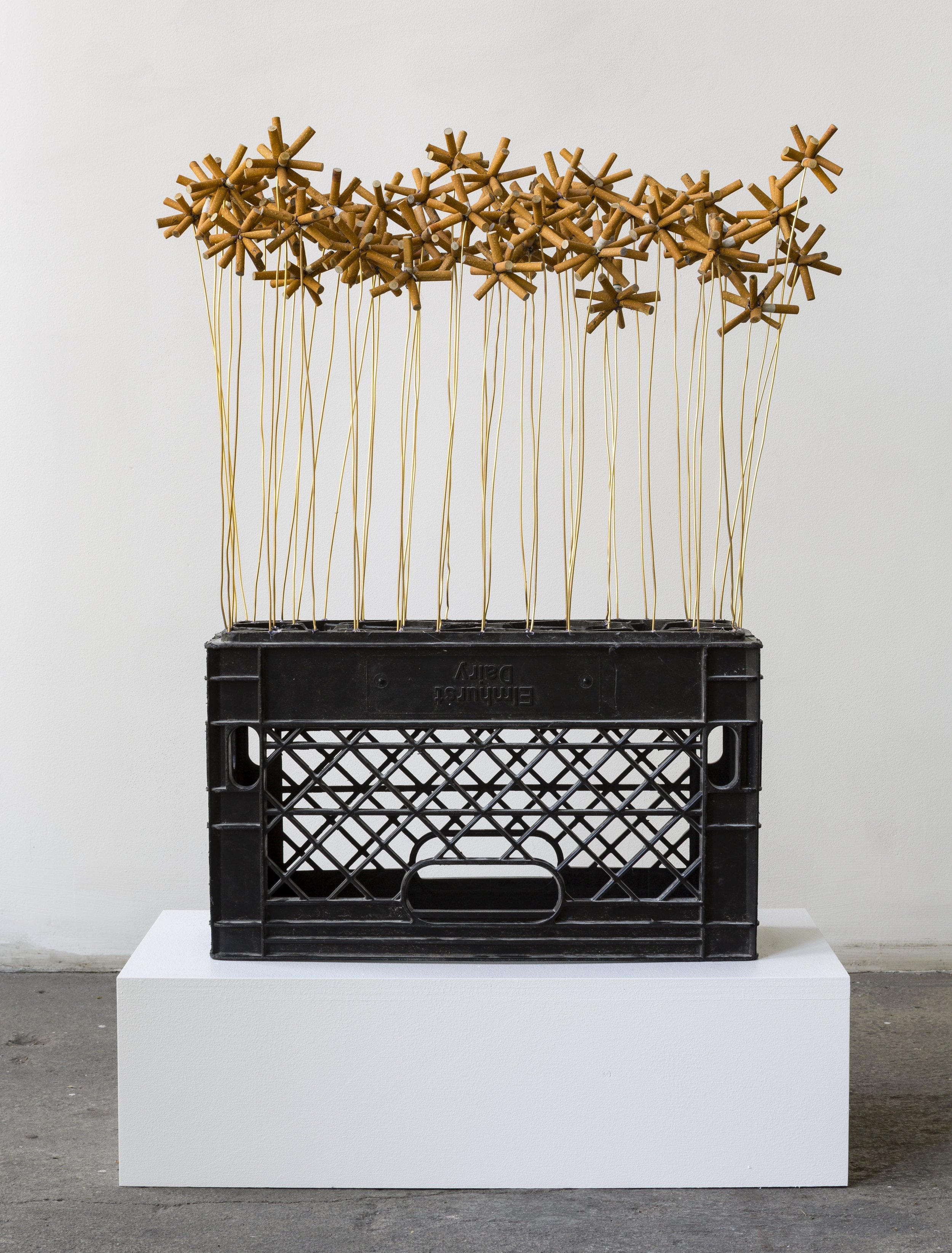 Rodriguez, Shellyne, Orthography of the Wake, 2018, Assemblage, Cigarette butts, bronze wire, crate, 29 x 19 x 7 inches (37 x 24 x 13 inches with crate).jpg