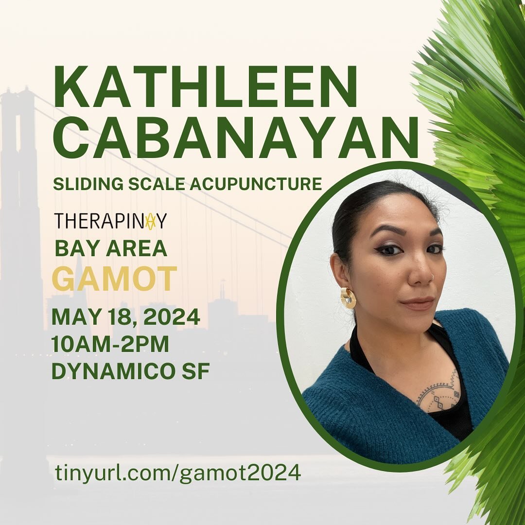 I will be offering sliding scale acupuncture again this Saturday at Dynamico Space in SF for @therapinxy Bay Area&rsquo;s Gamot Wellness Summit.

Tickets to get into the Summit are also sliding scale: $15-$25; acupuncture will cost $30-$50. 

There w