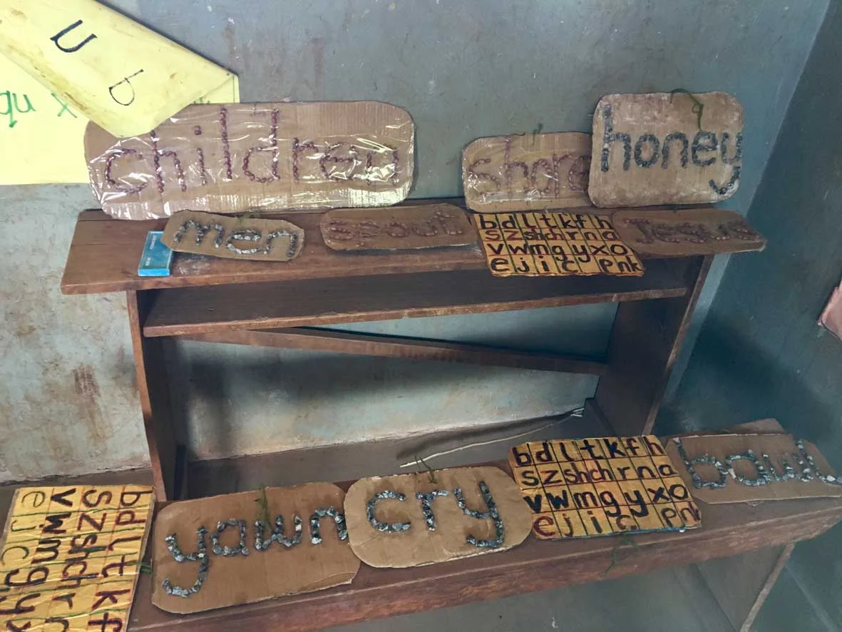 A range of teaching reading resources Cubu Primary School teachers had made after their phonics training earlier in the year.