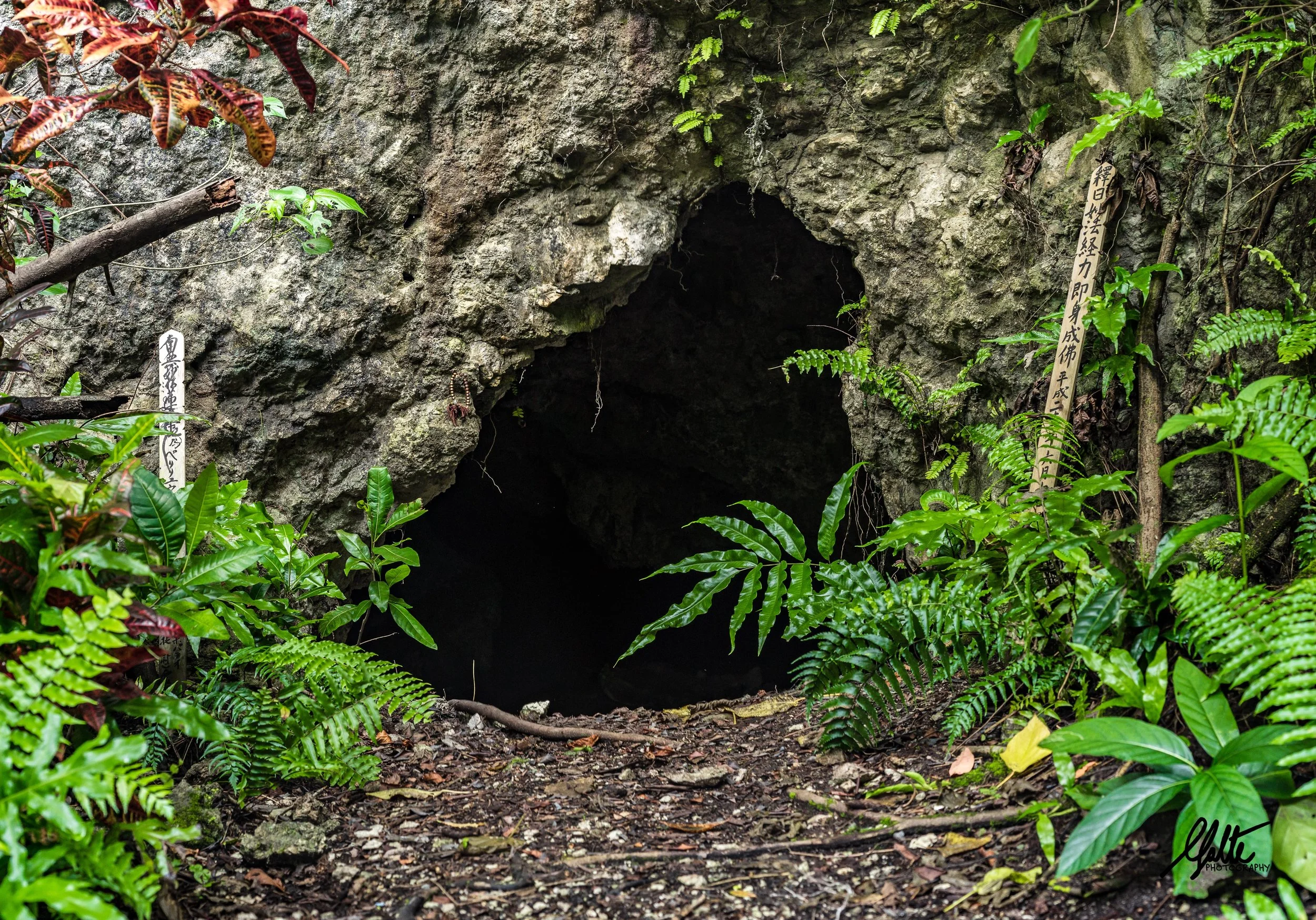 On the 24th of November, full 70 days after the start of the invasion the Japanese commander Colonel Nakagawa radioed the Japanese high command: "Our sword is broken and we have run out of spears". He burnt his regimental colours and performed ritual suicide. Three days later the Americans declared the island secure. This is supposedly that cave, although I later found out it is only labelled as such by the Japanese due to being easier to access than the actual cave of the last stand, which is deeper in Bloody Nose Ridge.