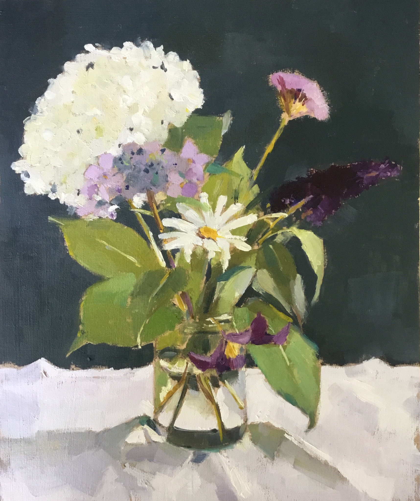 Hydrangea, Buddleia and Daisy ( image size - 24cm x 29cm)