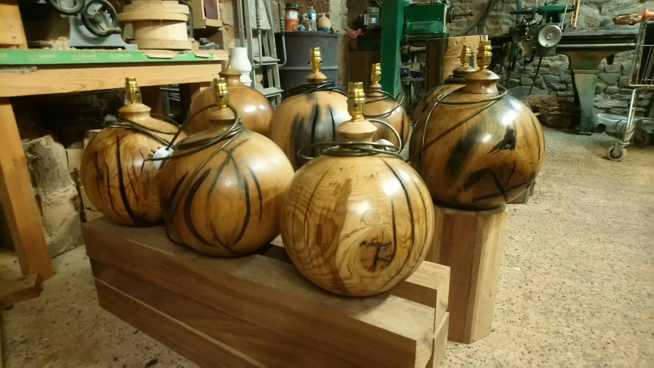 Lamp bases at Michelle's workshop.