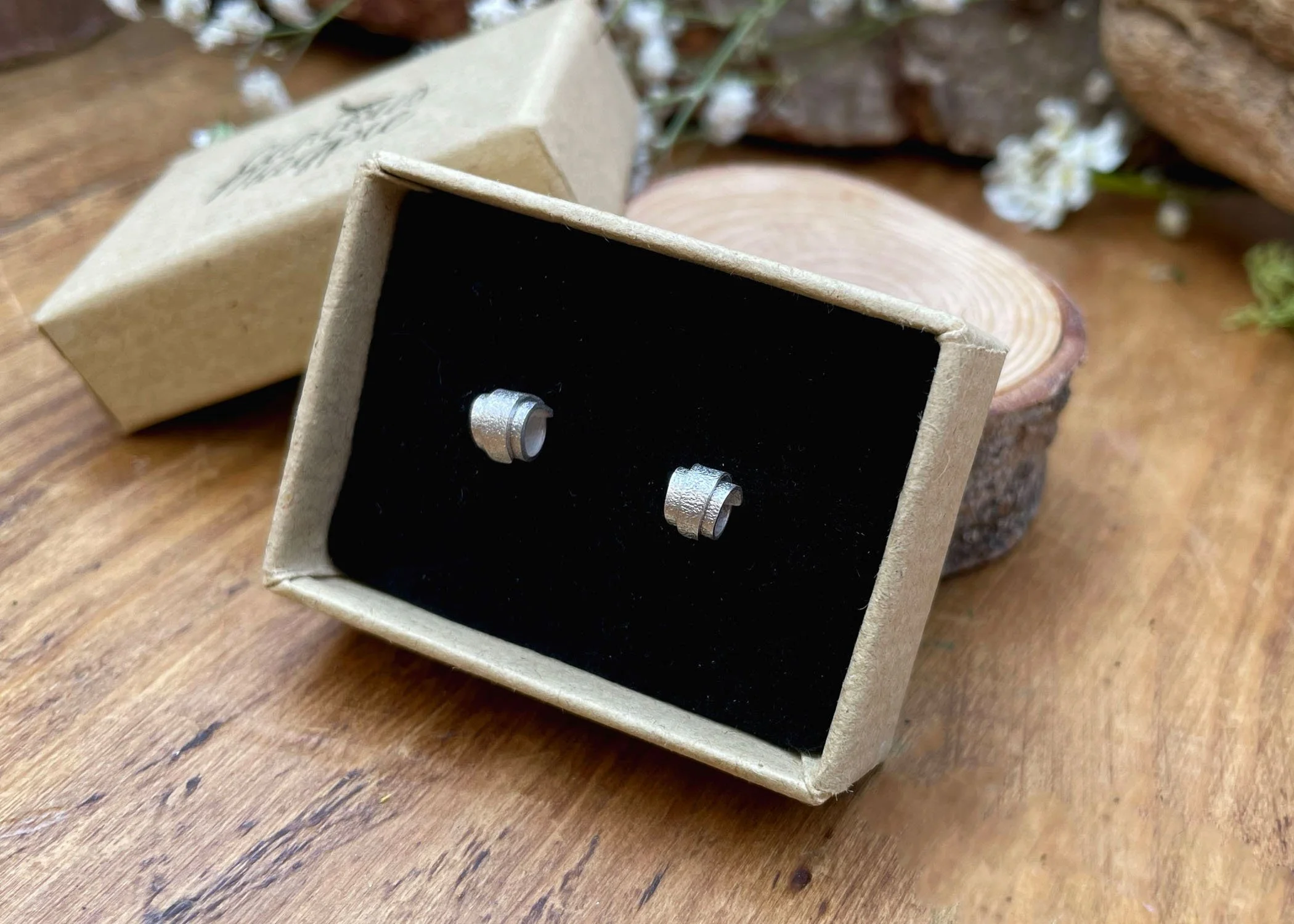 Silver Curled Petal Studs